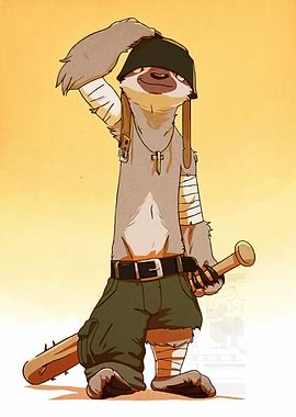 Sloth Soldier Cartoon Character Illustration