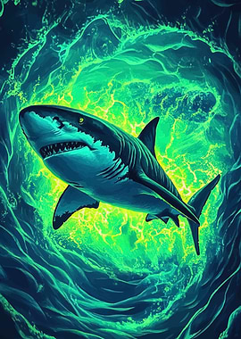 Shark Glowing Water