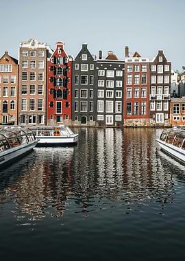 Amsterdam Canal Houses and Boats