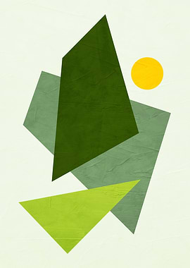 Abstract Geometric Shapes with Yellow Circle