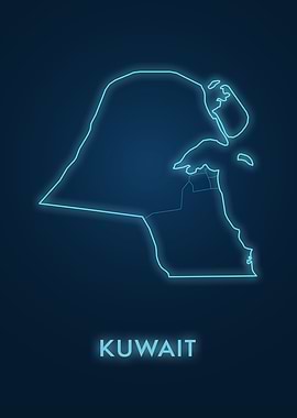 Kuwait Neon Map
