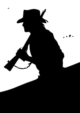 Silhouette of a Cowboy with Rifle