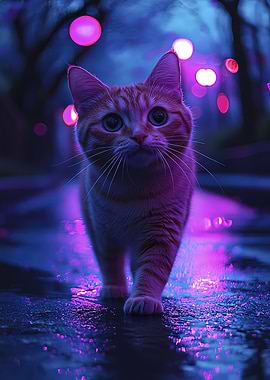 Neon Cat Kitten Walk