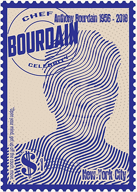 Anthony Bourdain Stamp Art