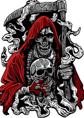 Grim Reaper with Skull and Scythe