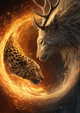 Leopard and Deer Yin Yang