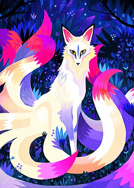 Nine-tailed Fox in Enchanted Forest
