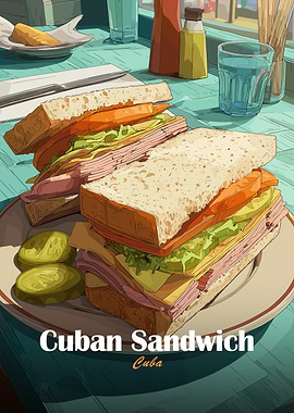 Cuban Sandwich Illustration