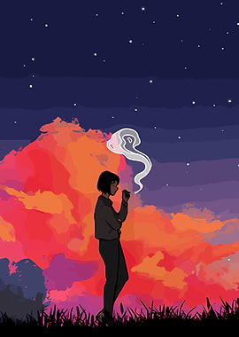 Contemplative Figure at Sunset