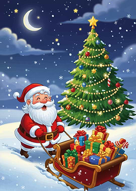 Santa Claus Sleigh Christmas Tree