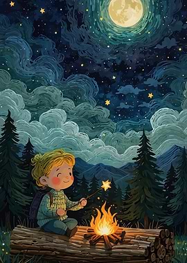 Night Campfire Child