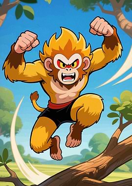 Cartoon Monkey Warrior