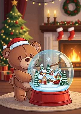Christmas Teddy Bear Snow Globe