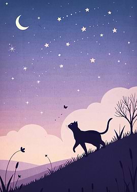 Night Cat Silhouette
