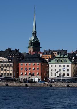 Stockholm cityscape with Riddarholmen Church