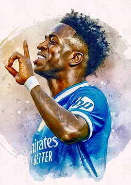 Vinicius Junior Watercolor Portrait