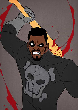 Angry man with baseball bat illustration