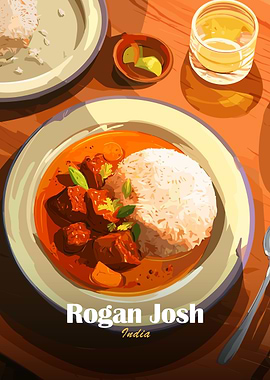 Rogan Josh Indian Dish Illustration