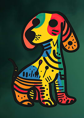 Colorful Abstract Dog Illustration
