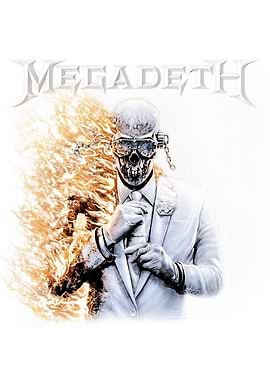 Megadeth Skull in Suit with Flames