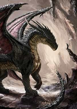 Dragon and Wizard Fantasy Art