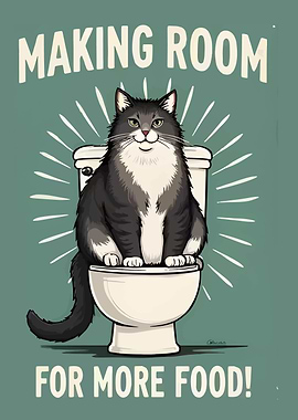 Cat on Toilet: Making Room