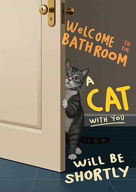Welcome to the Bathroom Cat Art