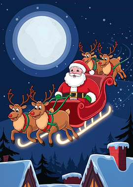 Santa Claus Sleigh Ride Cartoon