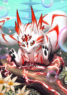 Cute Nine-Tailed Fox Illustration