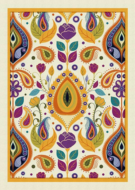 Bohemian Garden Summer – Vibrant Floral Paisley Art Print | © Fezzyboo
