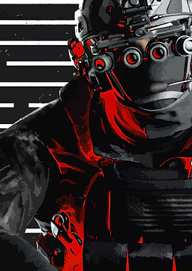 Cyberpunk Character Portrait with Red Accents