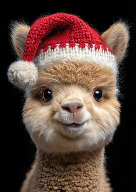 Alpaca Christmas Portrait