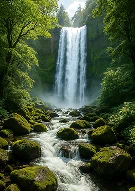 Lush Waterfall Scene