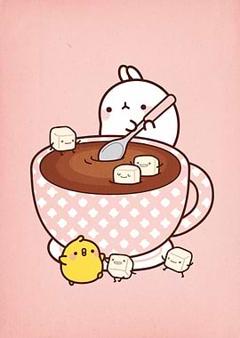 Cute Molang with Hot Chocolate