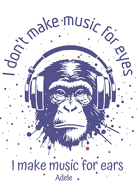 Monkey with Headphones Music Quote