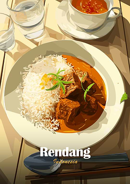 Rendang Indonesian Dish Illustration