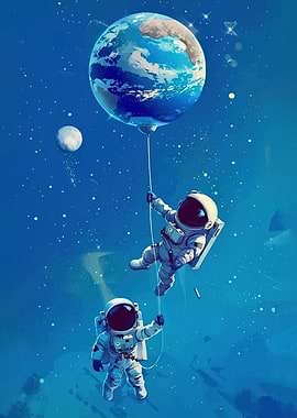 Astronauts Earth Balloon Space