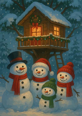 Snowman Family Christmas Treehouse