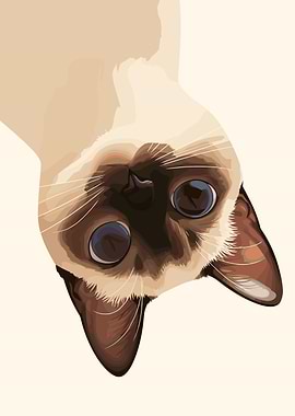 Upside-Down Siamese Cat Portrait