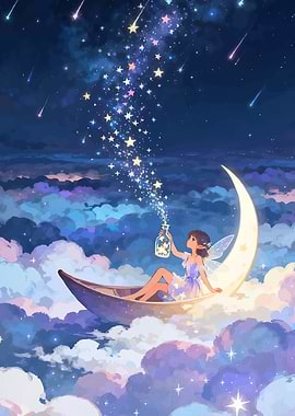 Fairy on the Moon Stars