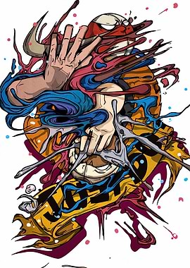 Abstract Character Illustration with Hands