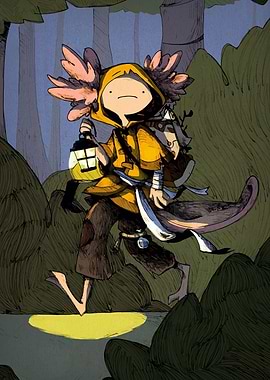 Axolotl Adventurer in Forest