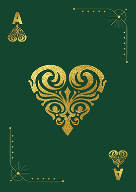 Ace of Hearts Ornamental Card Green