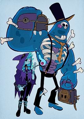 Cartoon Undead Duo with Chests