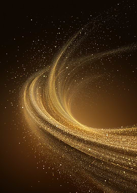 Golden Glittering Swirl on Brown Background