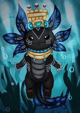 Aztec Axolotl Digital Art