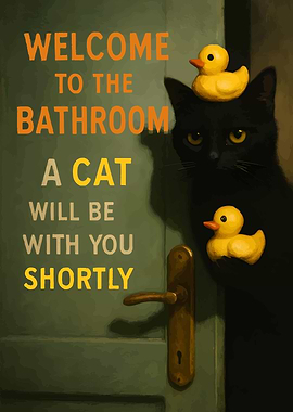 Welcome to the Bathroom Cat Art