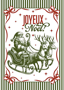 Joyeux Noel Santa Sleigh Illustration
