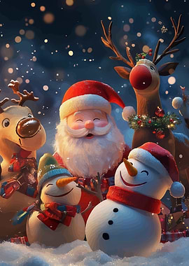 Festive Christmas Scene Santa