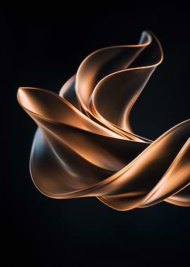 Abstract Bronze Swirl on Black Background